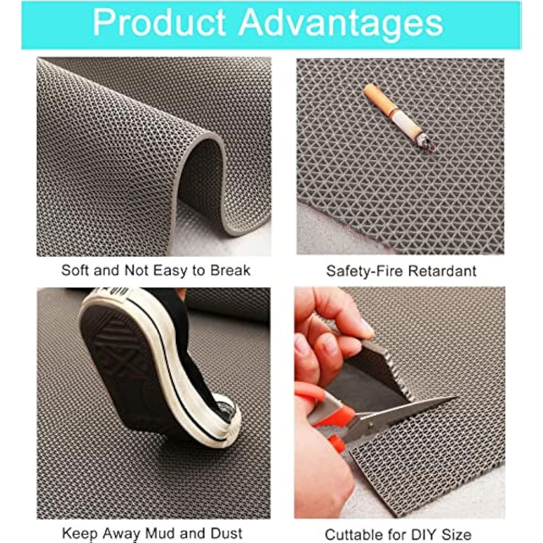 S-Shaped PVC Drainage Mat – 300x90cm Non-Slip Floor Mat, Grey