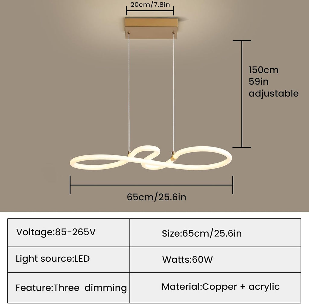 Mikeru Modern LED Pendant Light | Dimmable White Kitchen Island Lamp