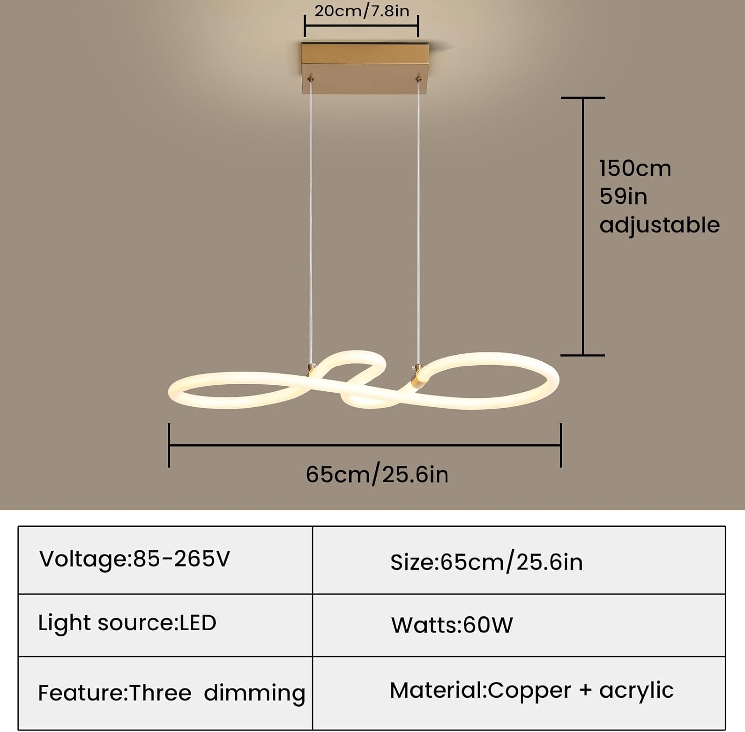 Mikeru Modern LED Pendant Light | Dimmable White Kitchen Island Lamp