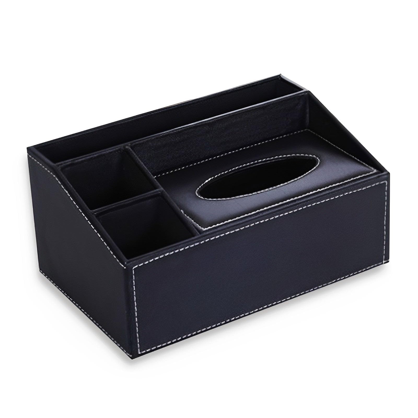 YUNXIASW PU Leather Rectangular Tissue Box and Remote Control Organizer
