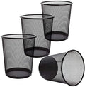 Tebery 4 Pack Mesh Waste Paper Bin, 12 Litres Metal Mesh Wastebasket, Mesh Trash Can Rubbish Bin, Waste Basket Garbage Can for Bathrooms, Kitchens