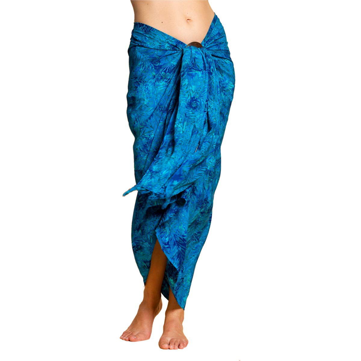 PANASIAM Sarong B020 Palm Blue – Handmade Viscose Batik Beach Wrap