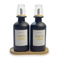 Jolof Store Glass Mouthwash Dispenser Set with Bamboo Tray - 11.8 oz