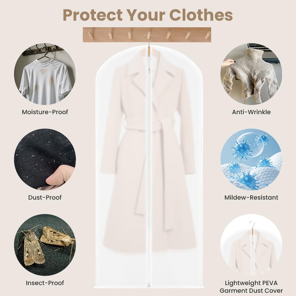 HOTUT 6 PCS Transparent Dustproof Suit Covers Set,60×100CM Garment Bags - image 4