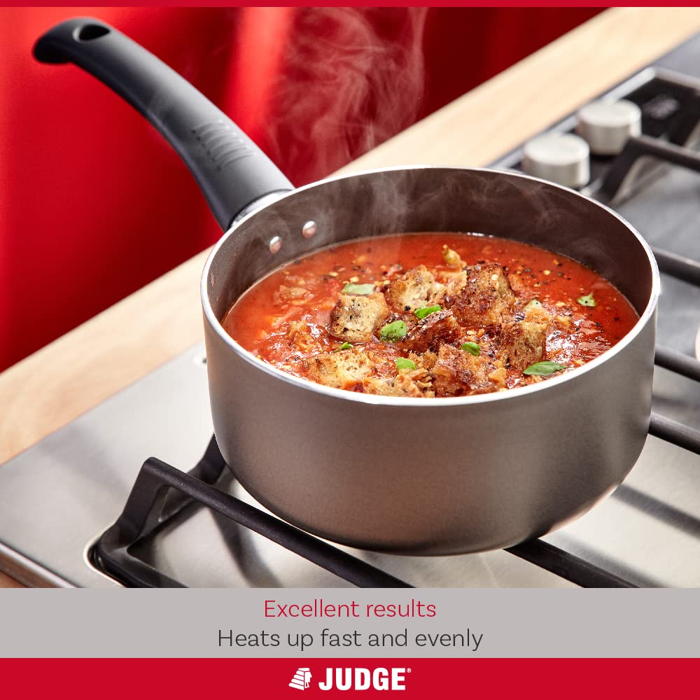 Judge Everyday Non-Stick Saucepan Set with Glass Lids, 3-Piece
