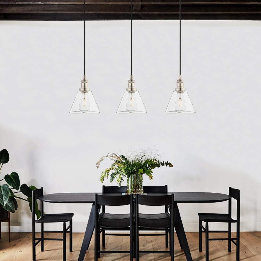 Phansthy Industrial 3-Light Pendant Light | Adjustable Glass Ceiling Lamp