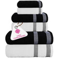 CASA COPENHAGEN 6-Piece Egyptian Cotton Towel Set | 600GSM White & Black