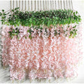 Jolof Store Artificial Wisteria Flower Garlands - 12 Pack Pink Silk Vine