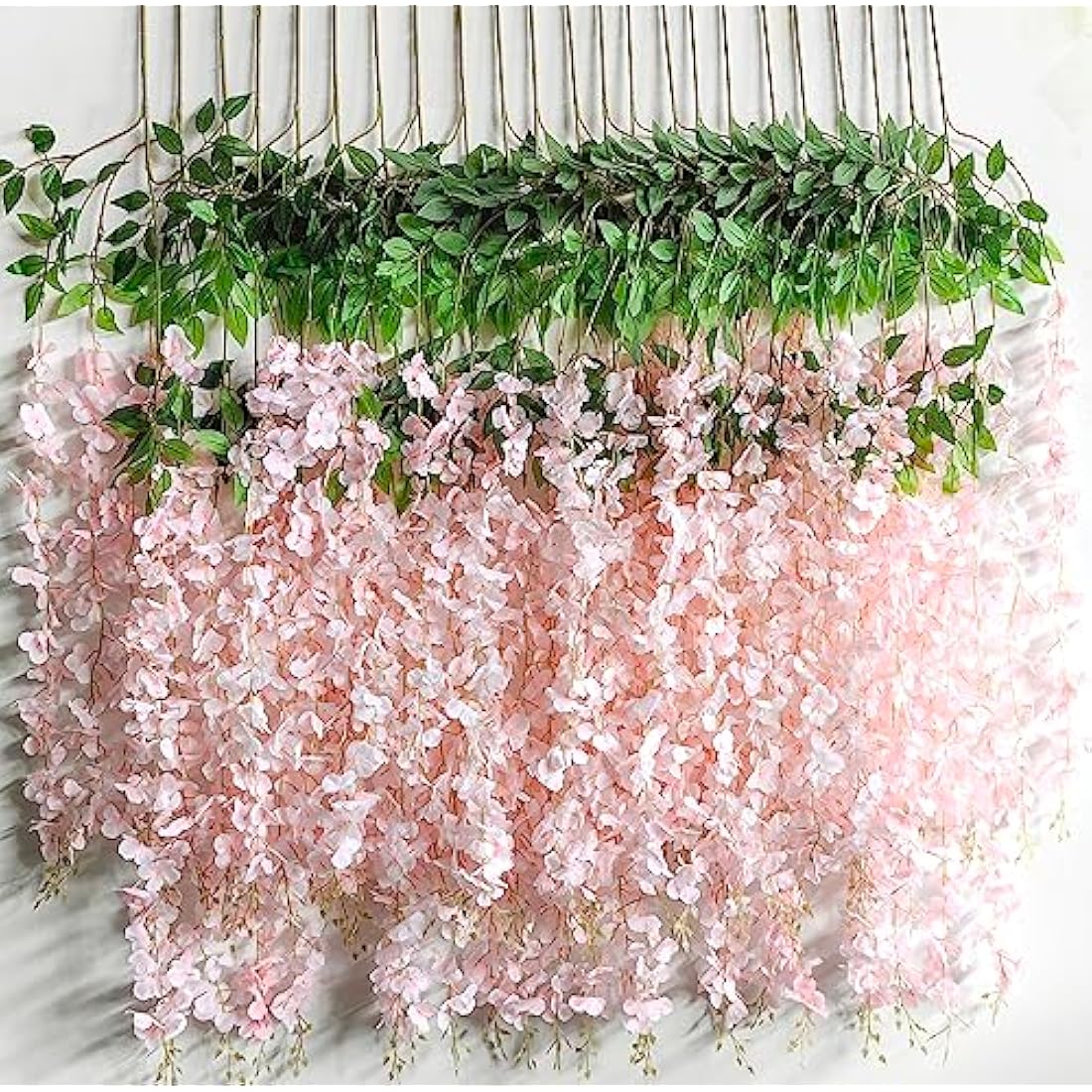 Jolof Store Artificial Wisteria Flower Garlands - 12 Pack Pink Silk Vine