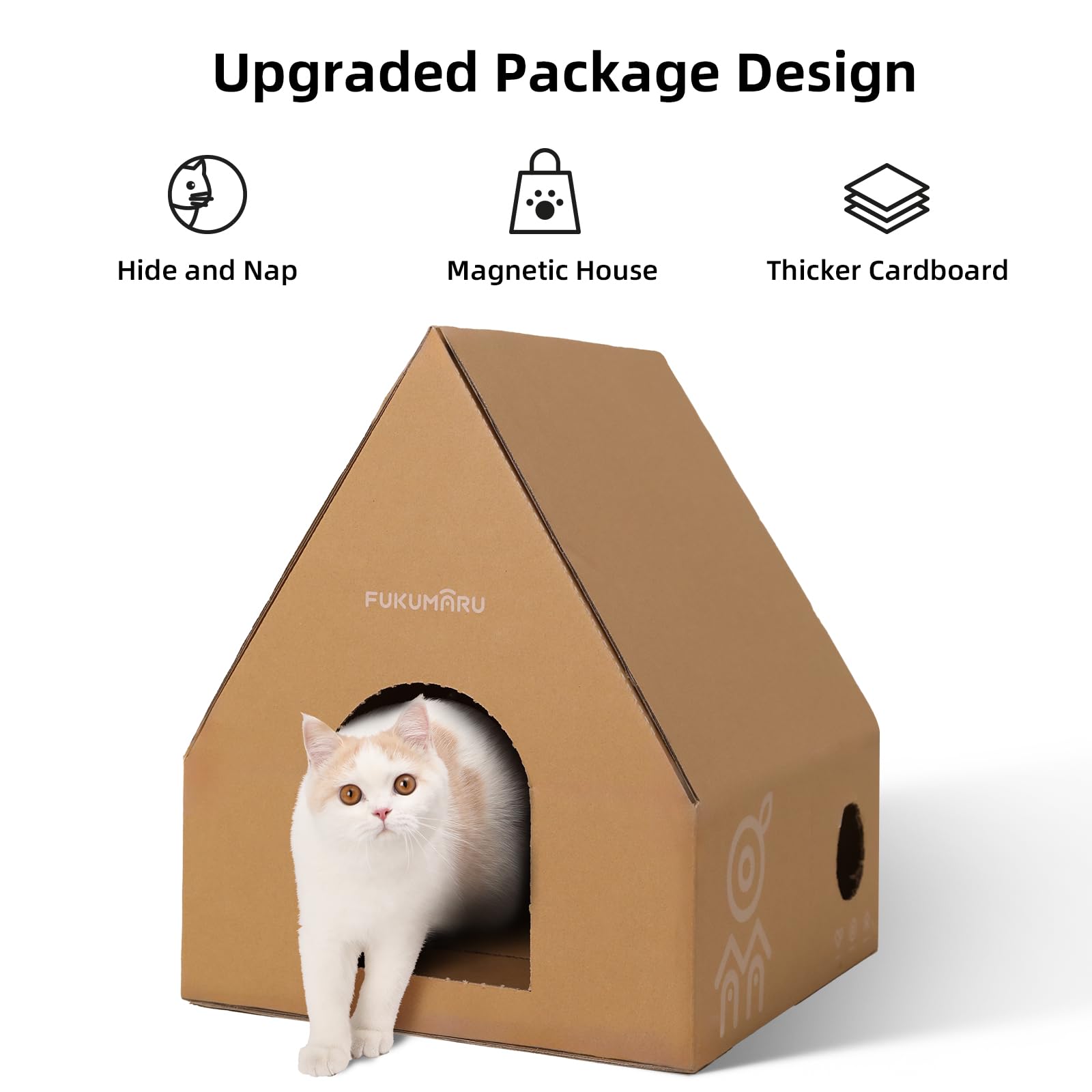 FUKUMARU Cat Wall Furniture Set - Rubber Wood Shelf with Clear Capsule