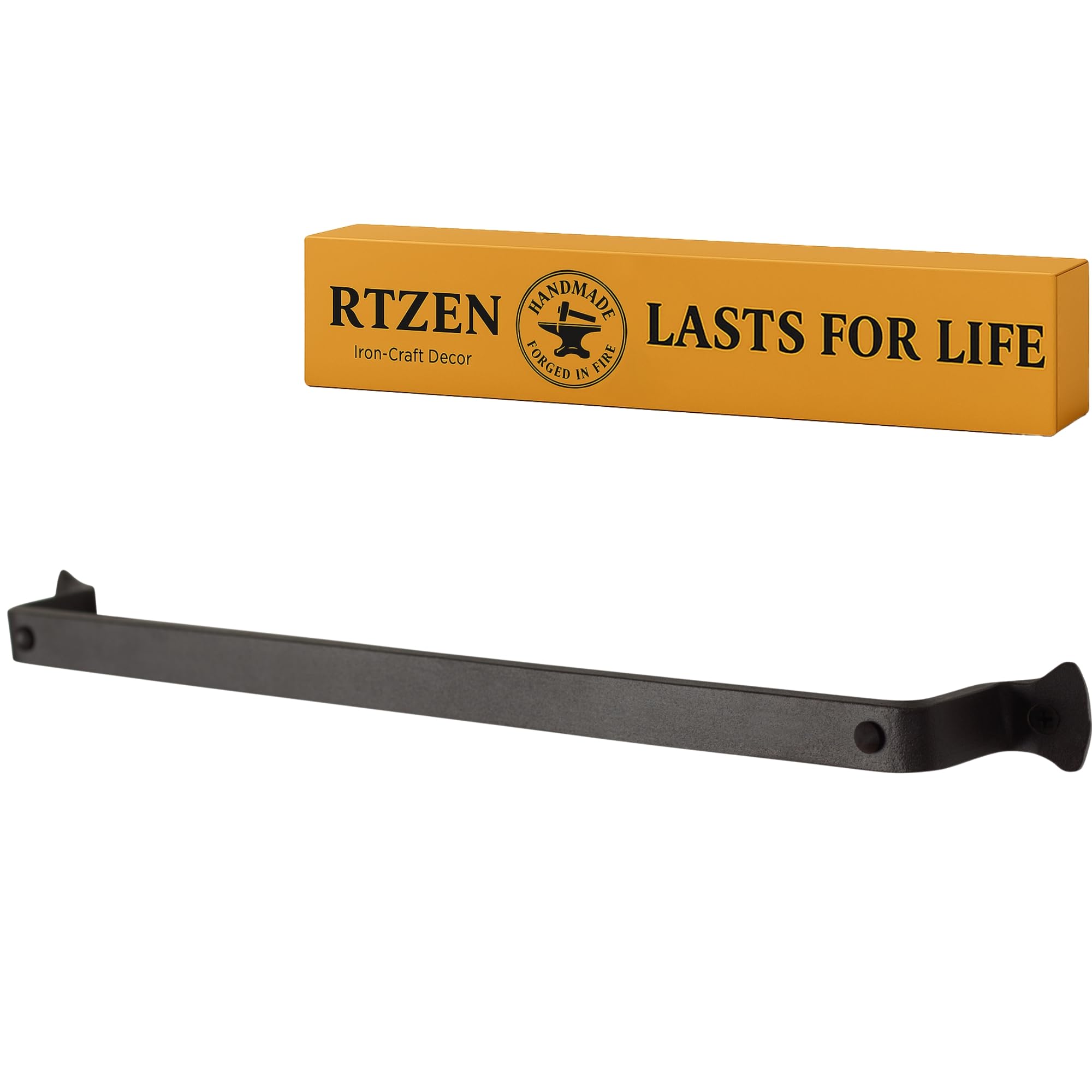 RTZEN Wrought Iron Towel Rack – 17" Matte Black Farmhouse Towel Bar