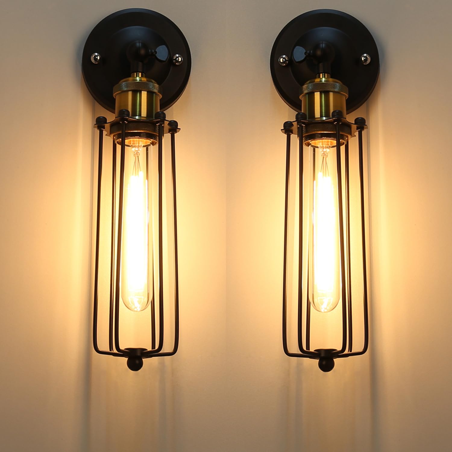 Jolof Store Industrial Metal Cage Wall Sconces | Vintage Adjustable Lamp 2-Pack