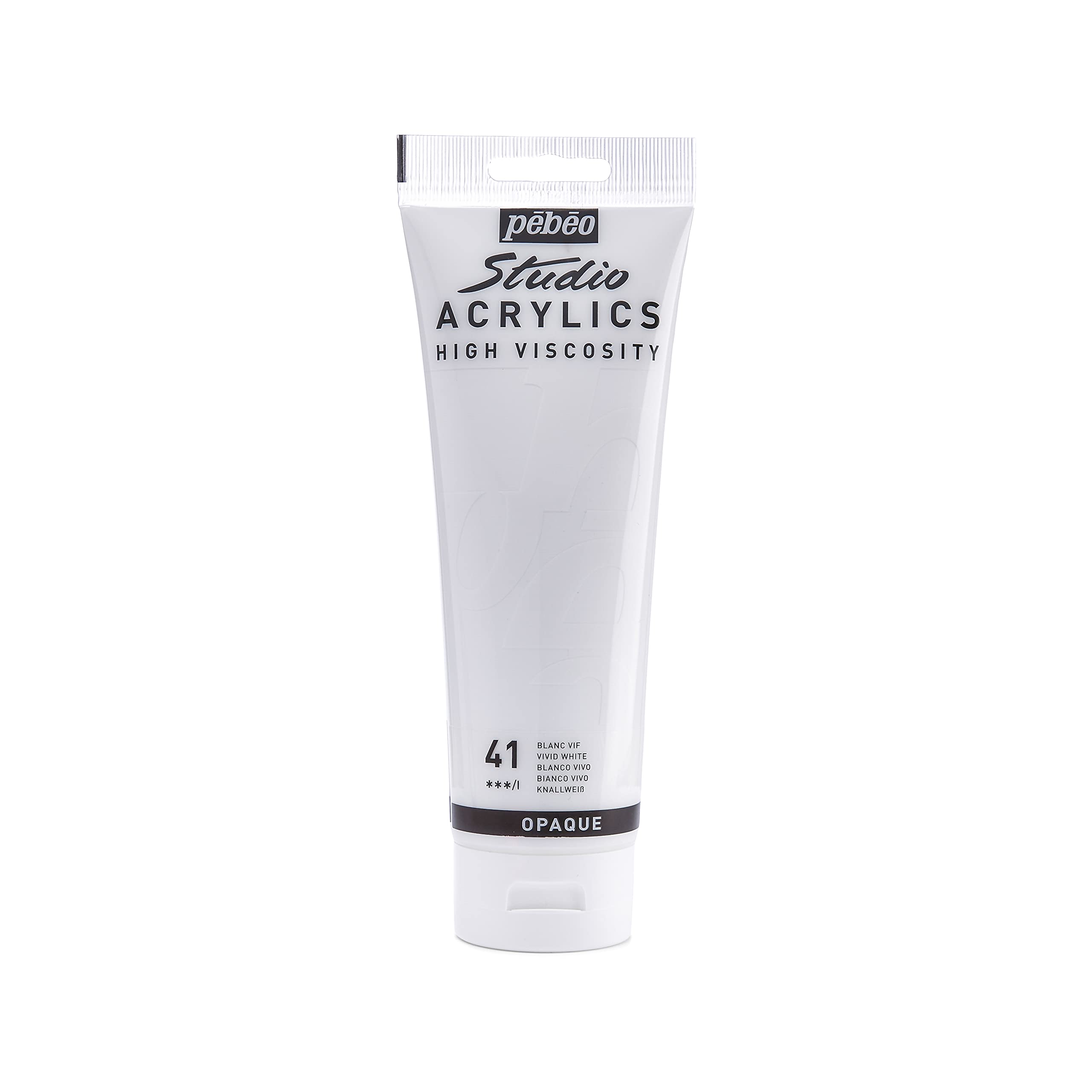Pebeo Studio Acrylic Paint – Vivid White, Matte Satin Finish, 250ml