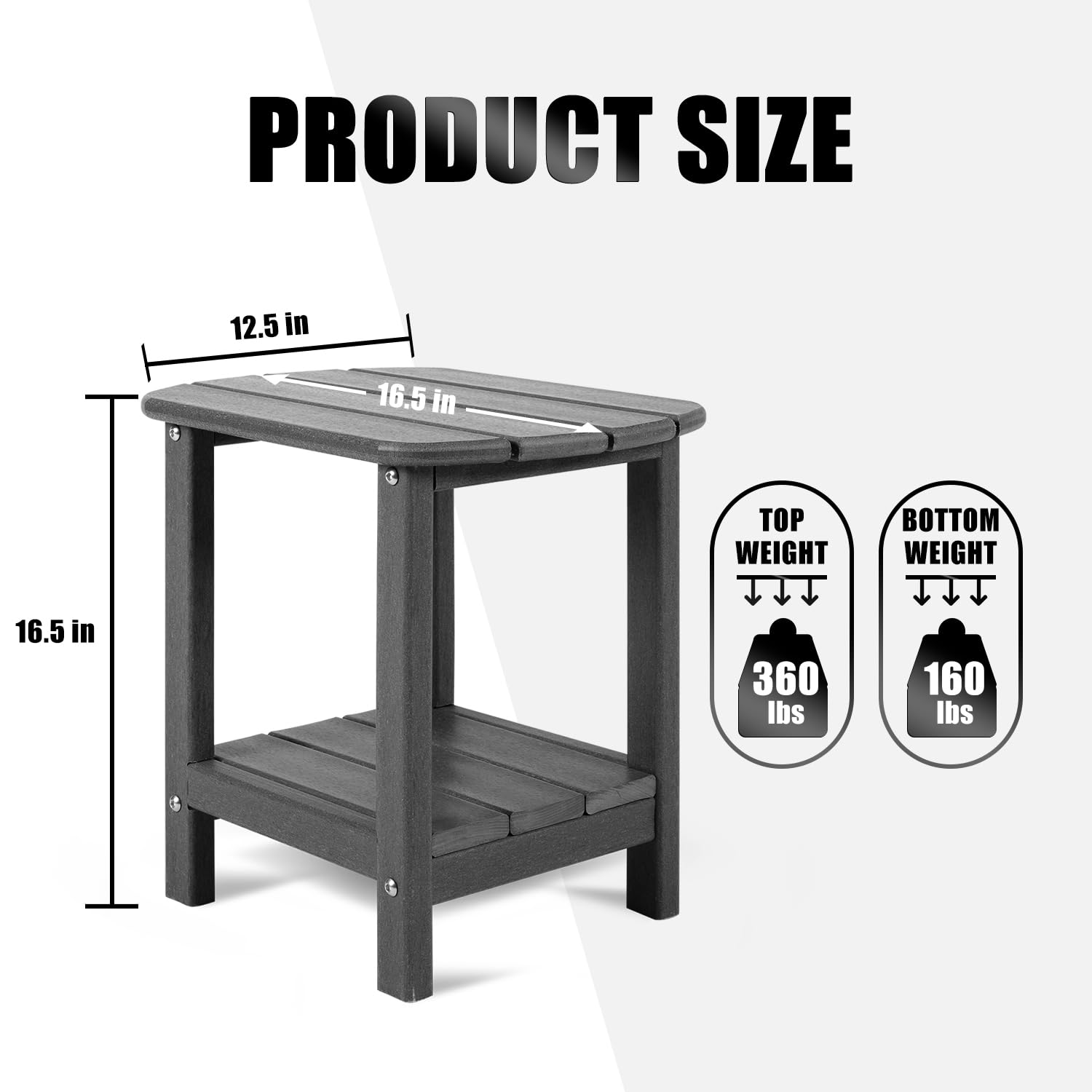 NALONE 2-Tier Adirondack Side Table – Weatherproof HDPE Outdoor End Table