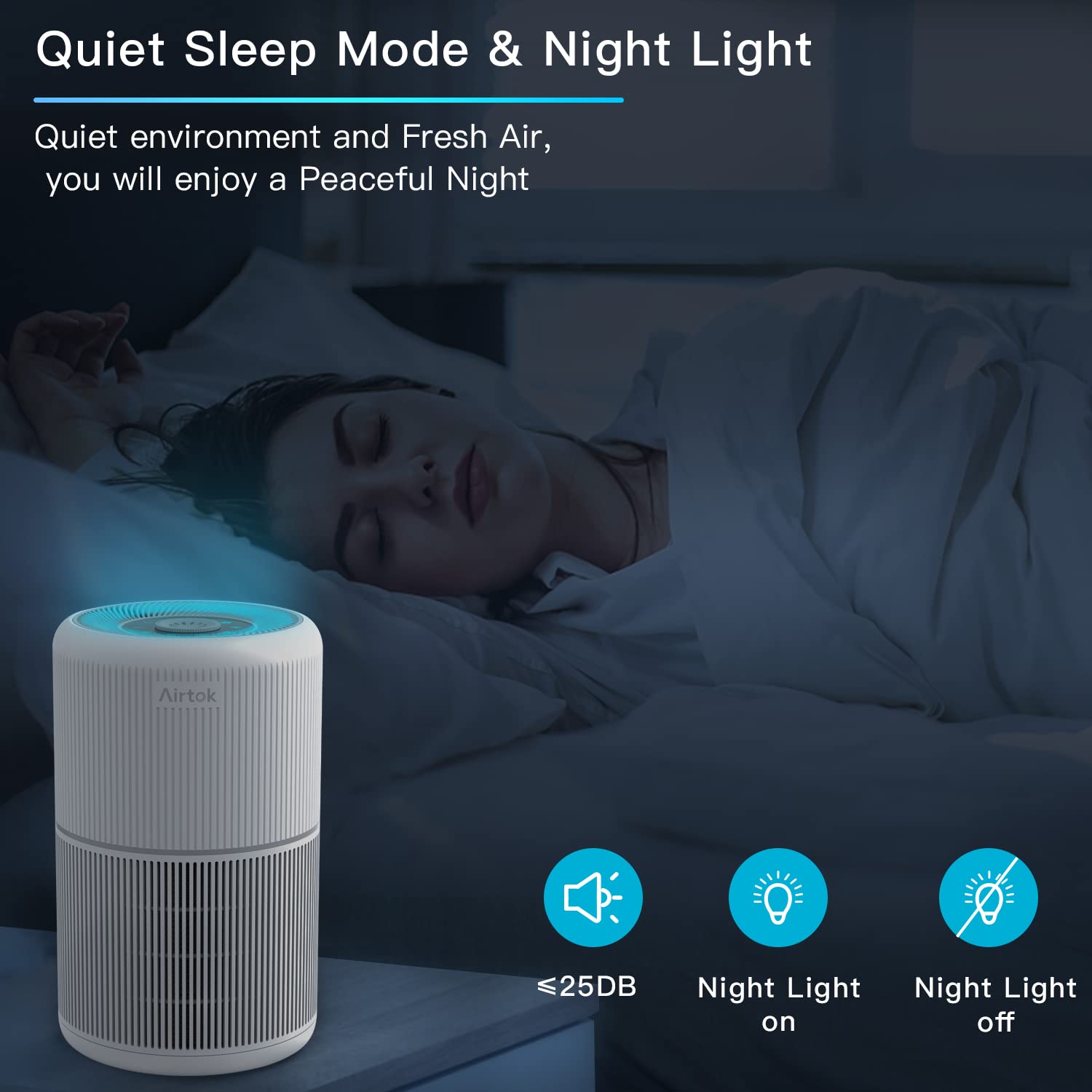 AIRTOK AP0601 Air Purifier for Home | H13 HEPA Filter & Aromatherapy