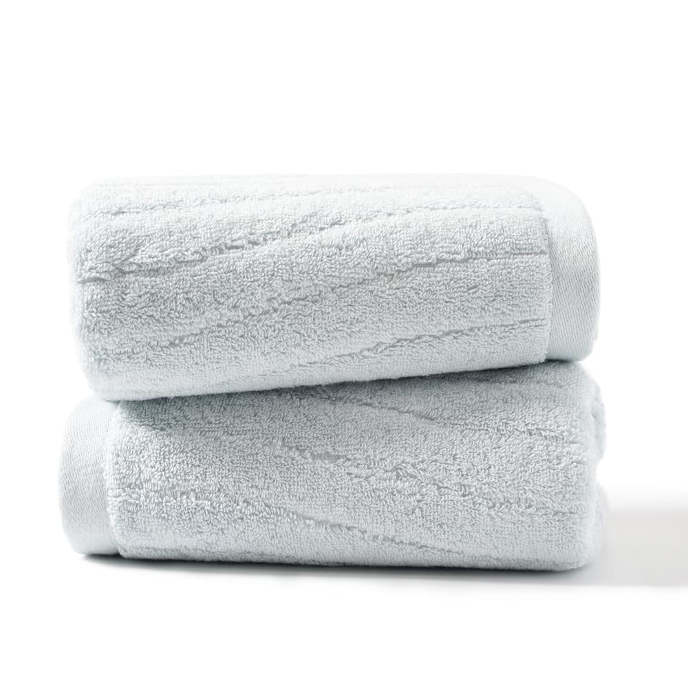 sense gnosis Blue Cotton Hand Towels - Set of 2 Wave Pattern - 13x29"