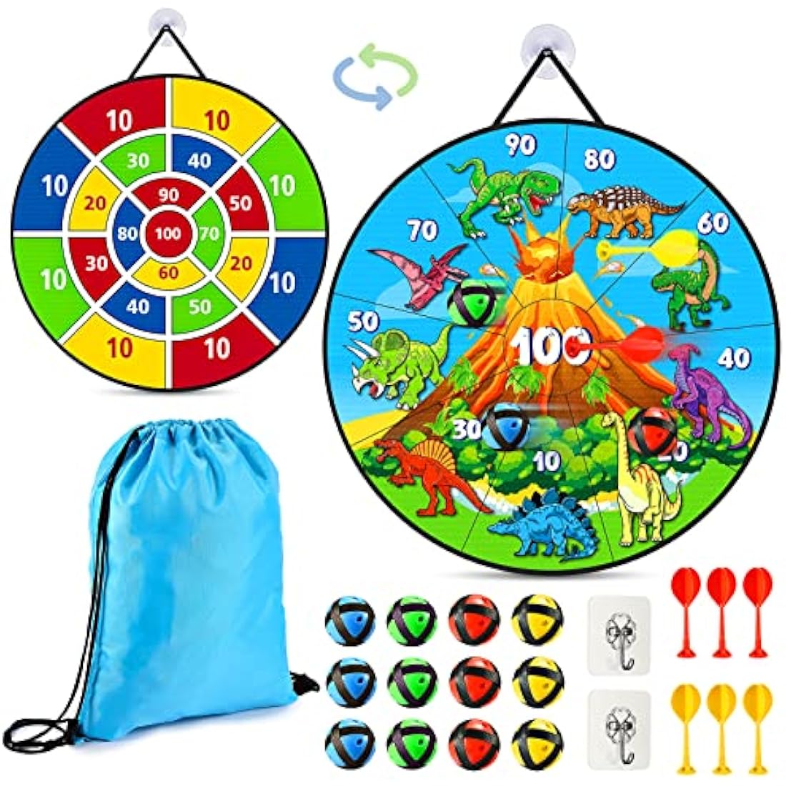 26" Double-Sided Kids Dart Board Set with 12 Velcro Balls