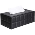 POFET Black PU Leather Rectangular Tissue Box Cover – Marble Texture