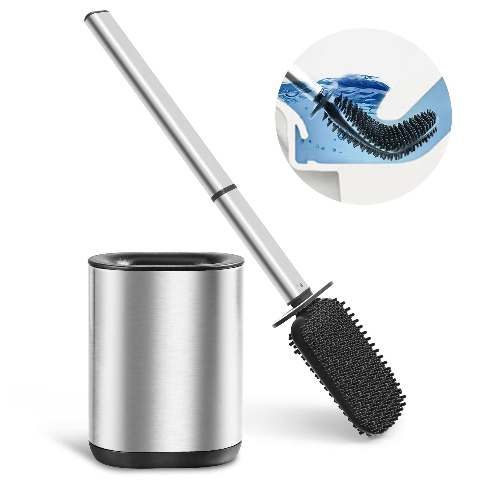 COSICOSY Silicone Toilet Brush | Stainless Steel Wall Mounted Cleaner