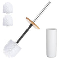 KEESIN Toilet Brush and Holder Set | Bamboo & Plastic Bathroom Cleaner