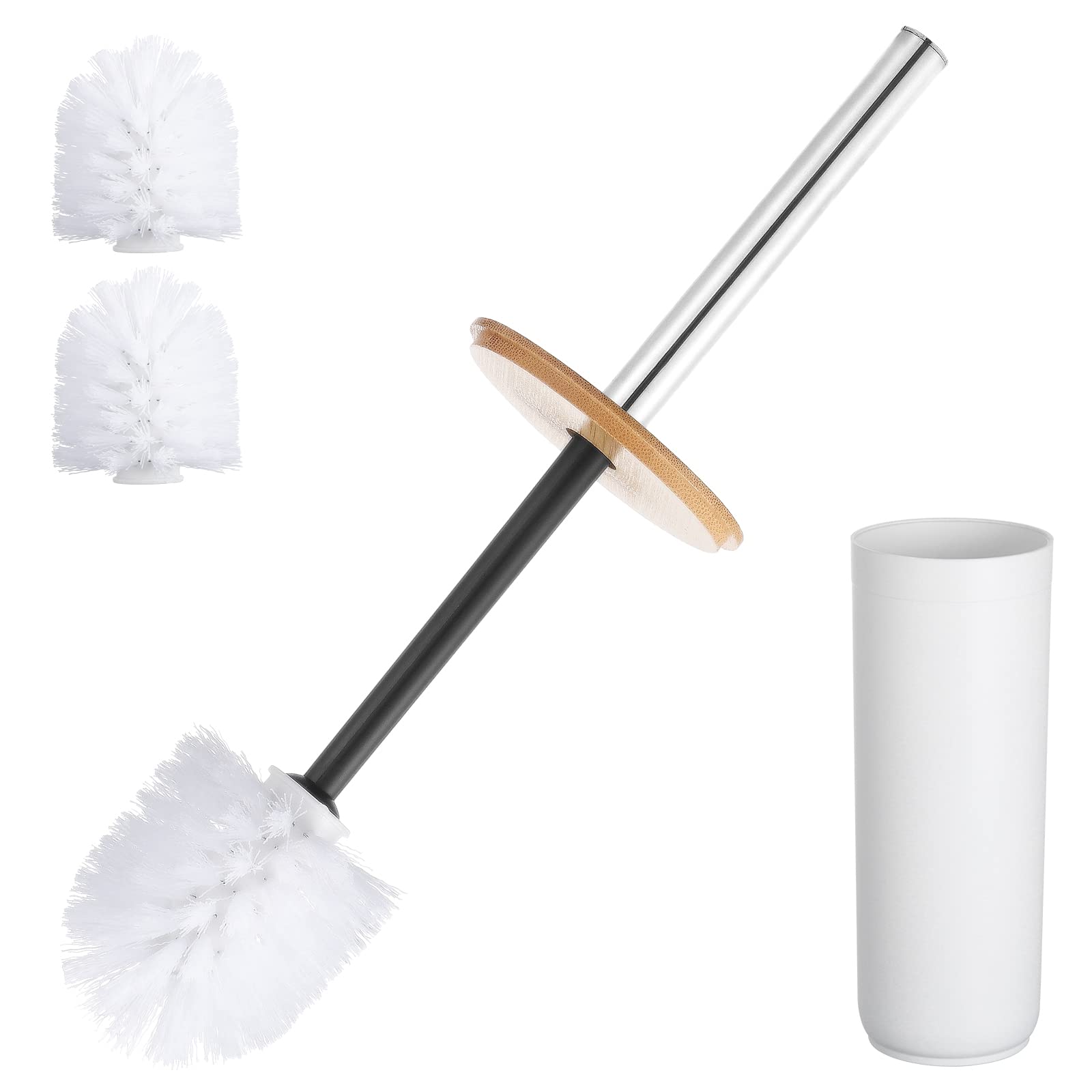 KEESIN Toilet Brush and Holder Set | Bamboo & Plastic Bathroom Cleaner