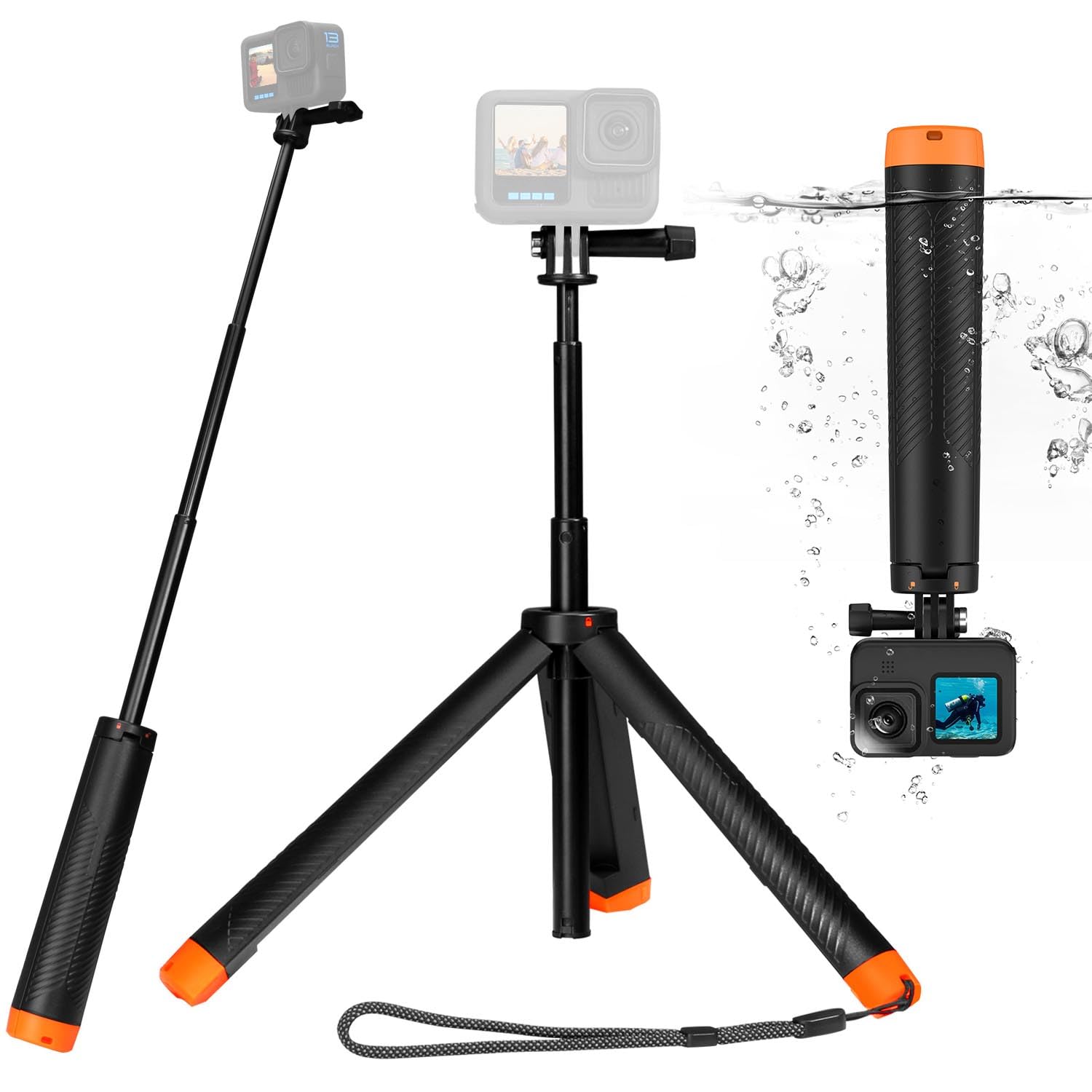 Jolof Store Floating Hand Grip - Waterproof Extendable Selfie Stick for GoPro