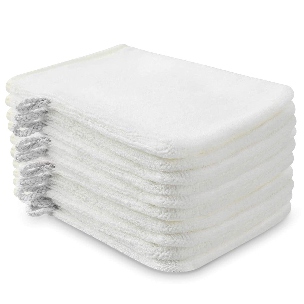 PHOGARY Pack of 10 Microfibre Body Wash Mitts White, Soft Face Cleansing Mitts, Bath SPA Terry Cloth, 15x21 cm - image 1