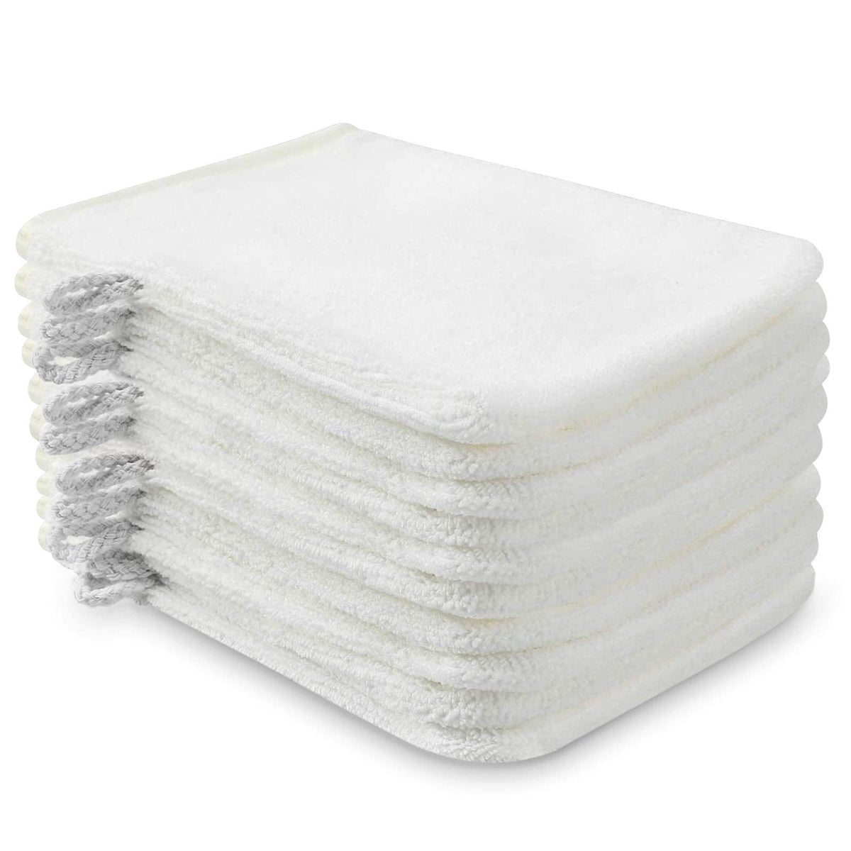 PHOGARY Pack of 10 Microfibre Body Wash Mitts White, Soft Face Cleansing Mitts, Bath SPA Terry Cloth, 15x21 cm - image 1