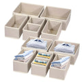 Clothes Drawer Folding Wardrobe Organisers 12-Piece Drawer DividersKhaki