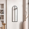 MirrorOutlet Arcus Black Metal Arched Wall Mirror - 47" x 16"