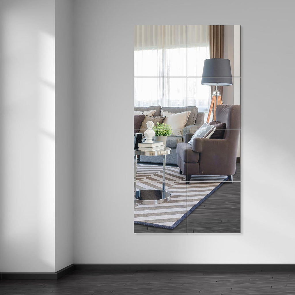 EVENLIVE Full Body Mirror Tiles | 8 PCS Frameless Glass Wall Mirror for Gym