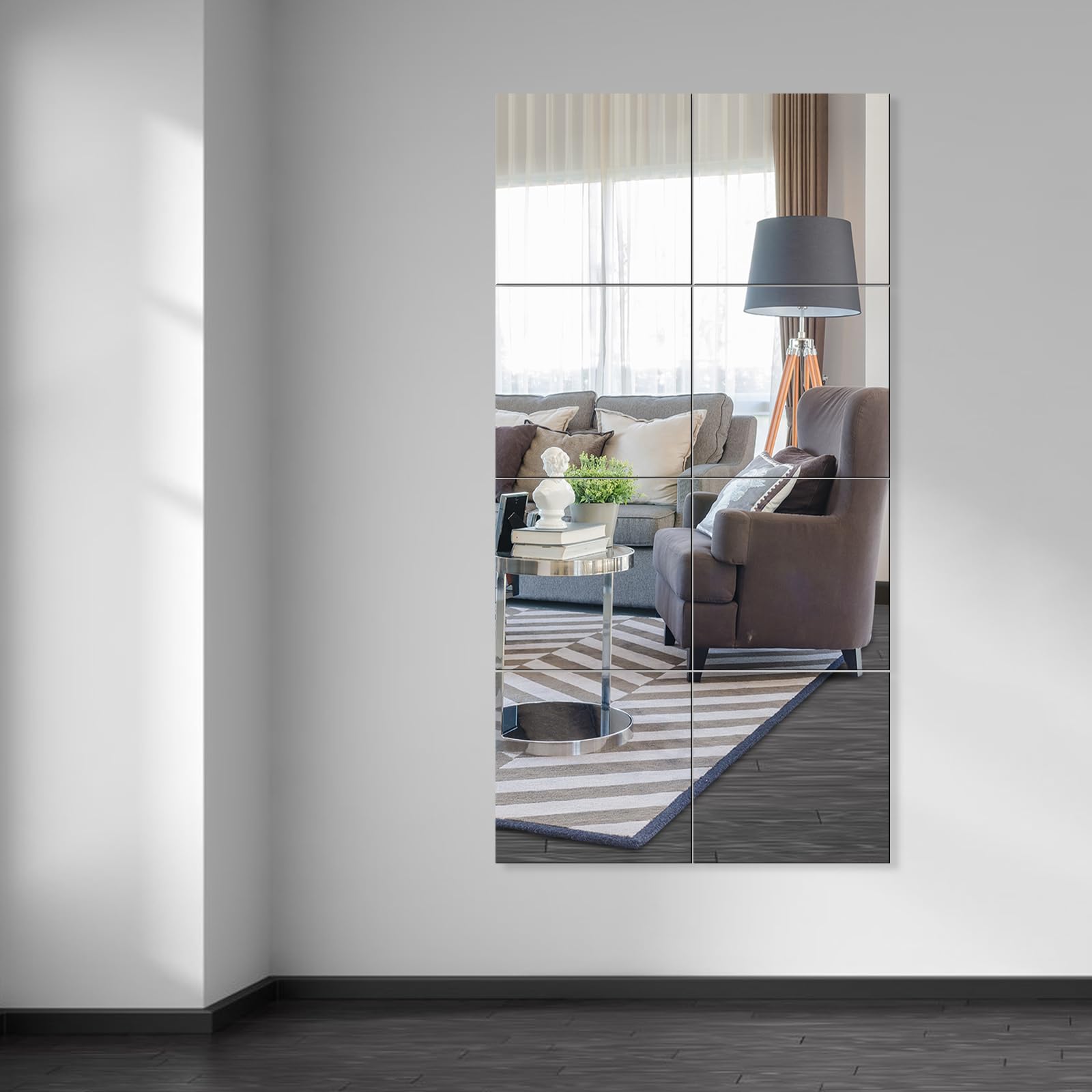 EVENLIVE Full Body Mirror Tiles | 8 PCS Frameless Glass Wall Mirror for Gym