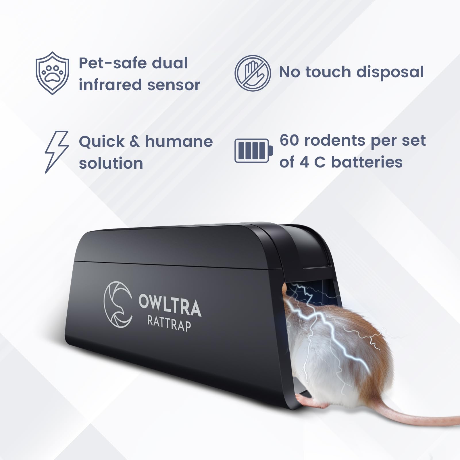 Owltra OW-1 Electric Rat Trap | Pet Safe Indoor Rodent Zapper - Large