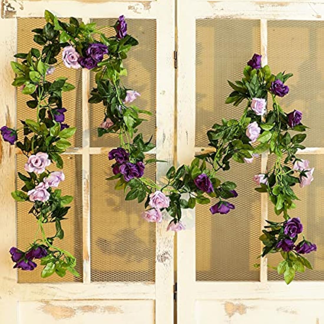 Veryhome 3PCS Artificial Purple Rose Flower Garland | 7.9FT Silk Floral Vines