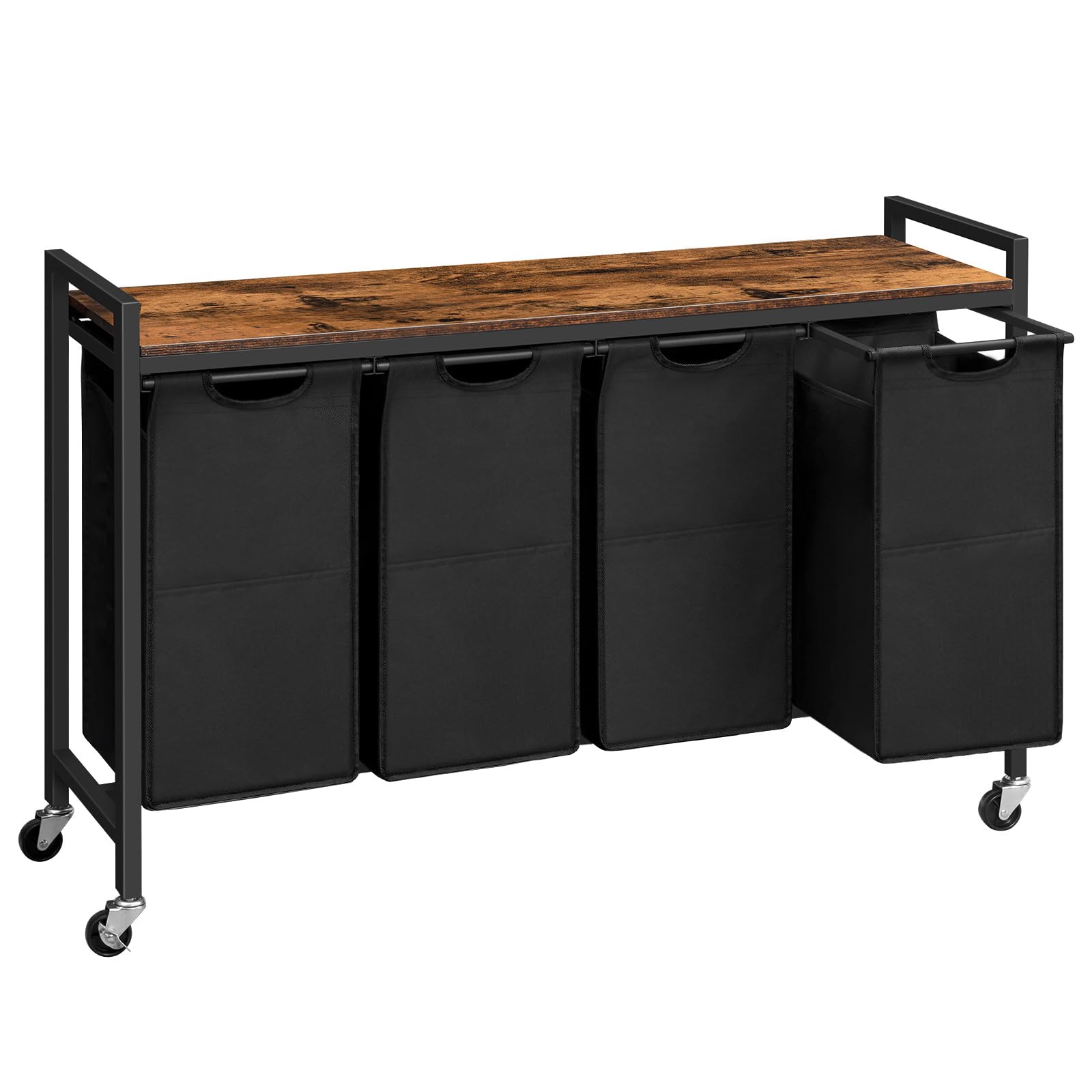 HOOBRO 4-Compartment Rolling Laundry Sorter | 159L Hamper with Shelves
