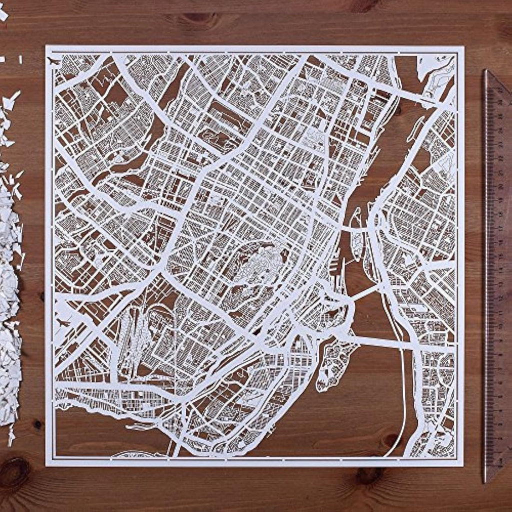 O3 Design Studio Montreal Paper Cut Map - 12x12 White Wall Art Decor