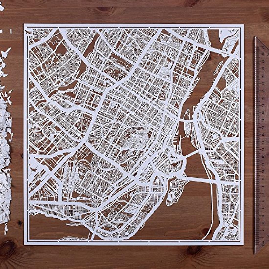 O3 Design Studio Montreal Paper Cut Map - 12x12 White Wall Art Decor
