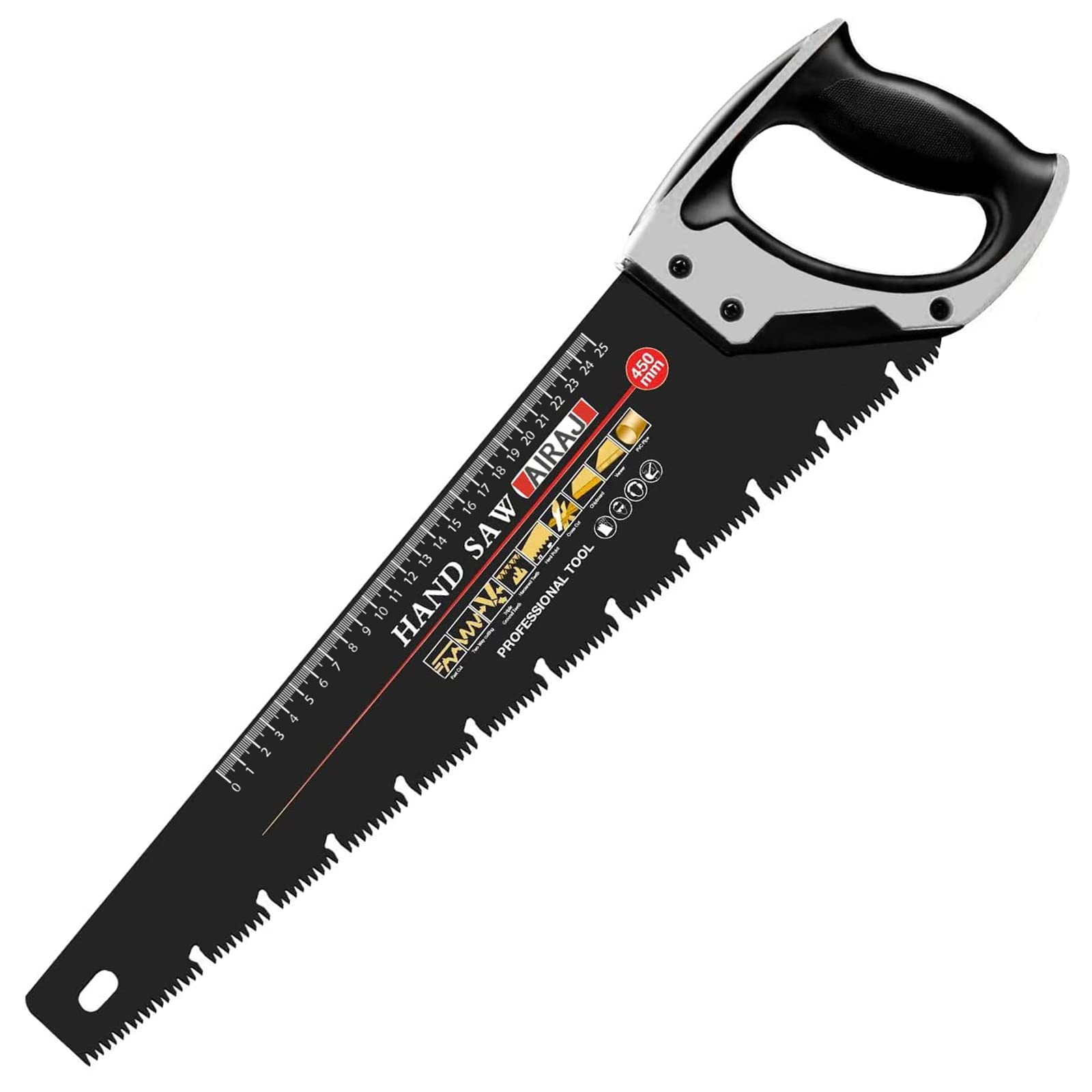 AIRAJ 450mm Hand Saw - Heavy Duty Pruning Saw with Non-Slip Handle