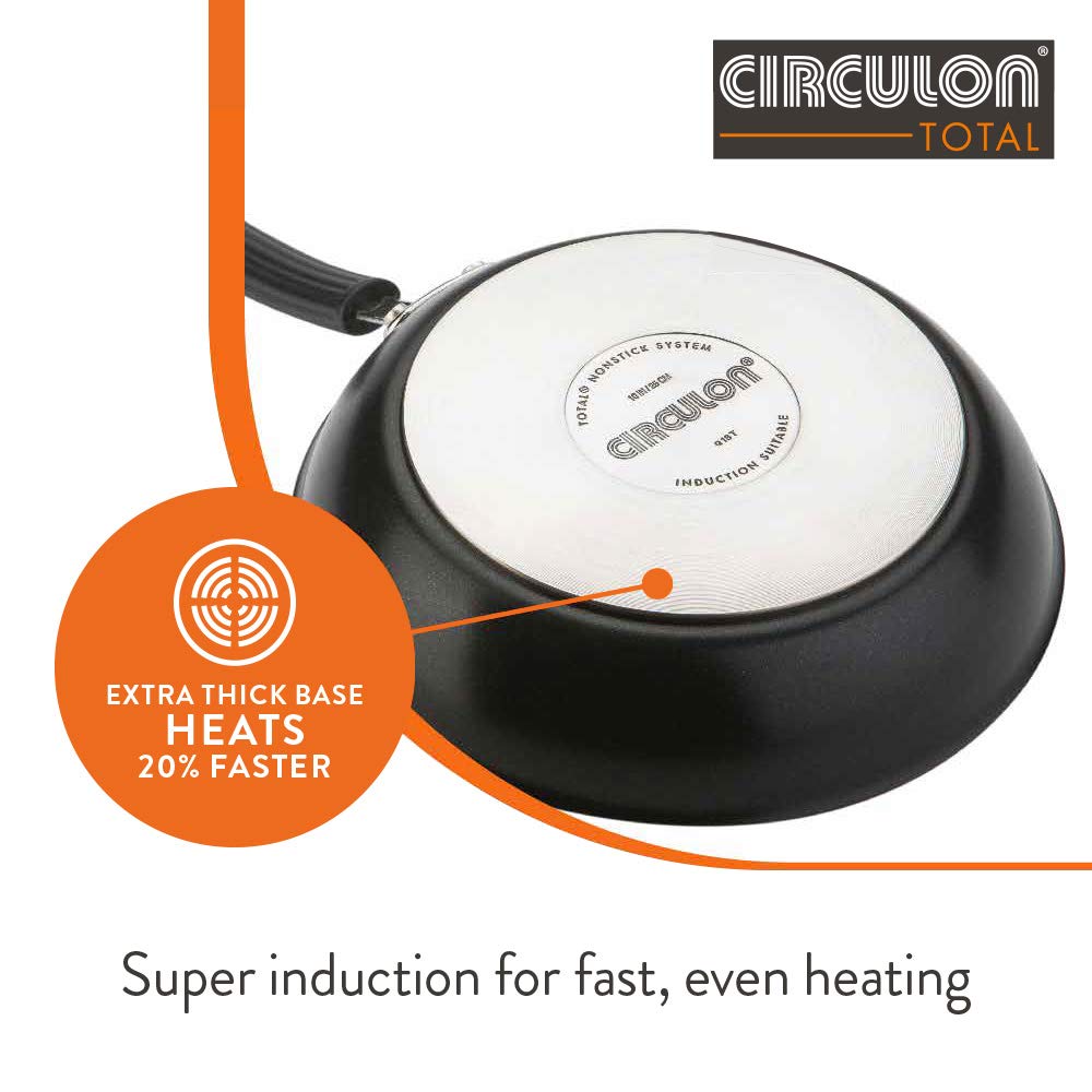 Circulon Total Non-Stick Hard Anodised Skillet with Lid, 31cm - Black