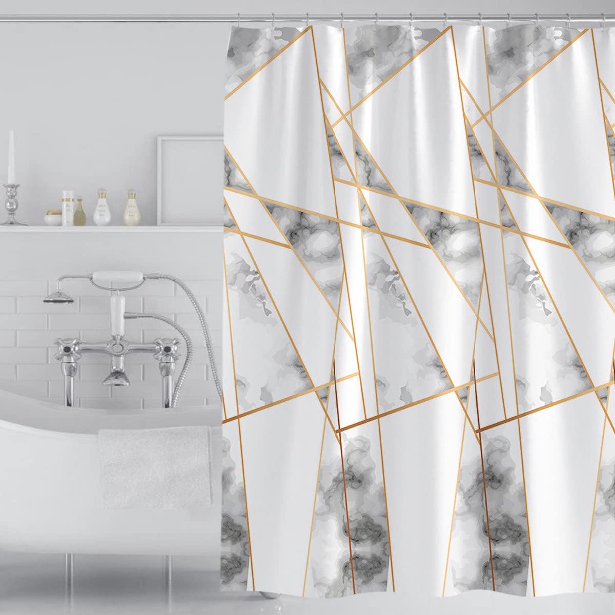 Tennove Modern Geometric Shower Curtain | Waterproof Polyester 200x200cm