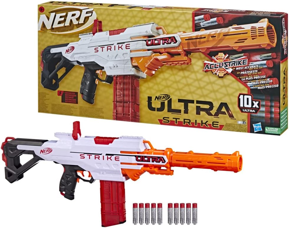 Nerf Ultra Strike Motorized Blaster | 10-Dart Clip-Fed Toy with AccuStrike