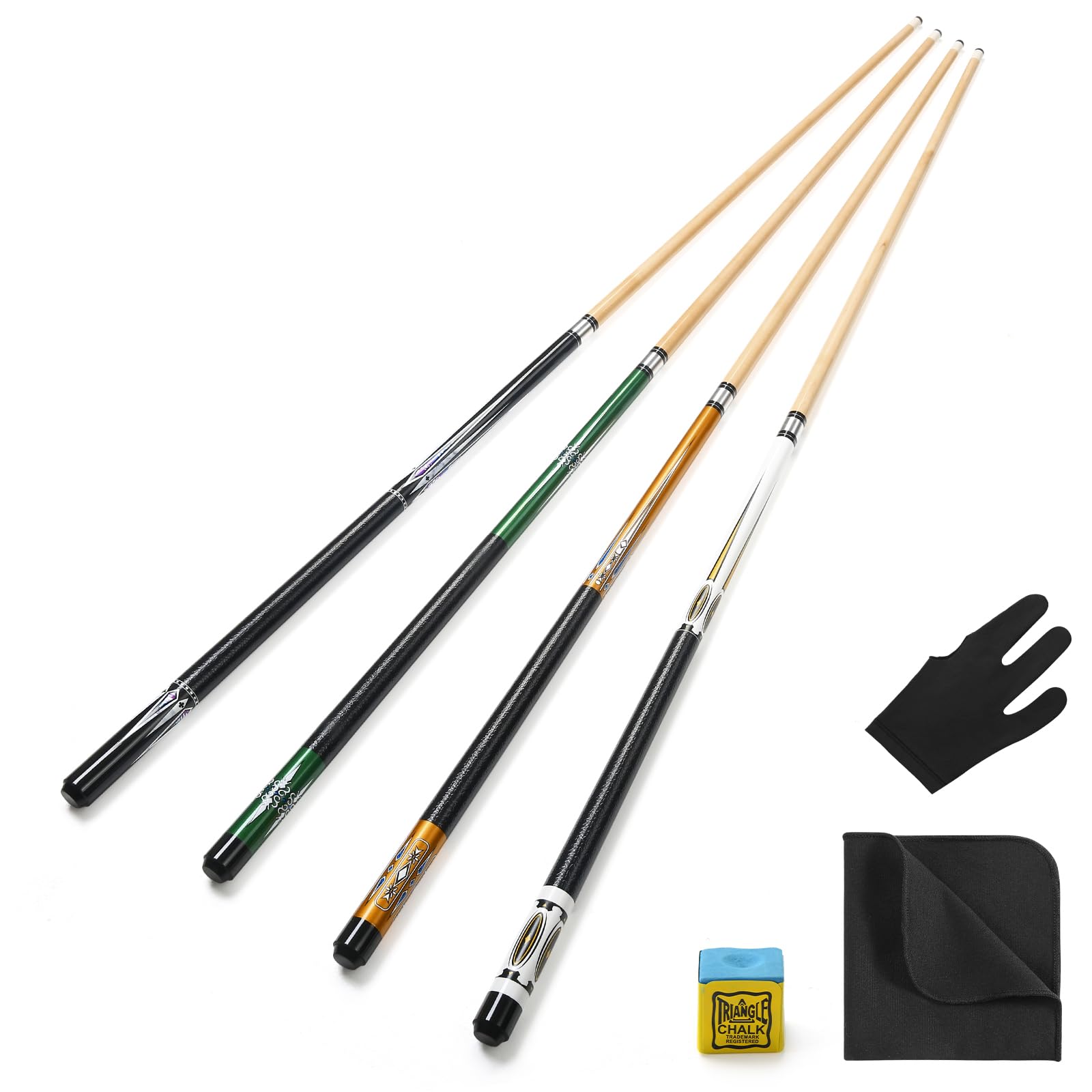 ASMPCUE 58 Inch Pool Cue Set of 4 | 19oz Maple Billiard Sticks with 13mm Tip