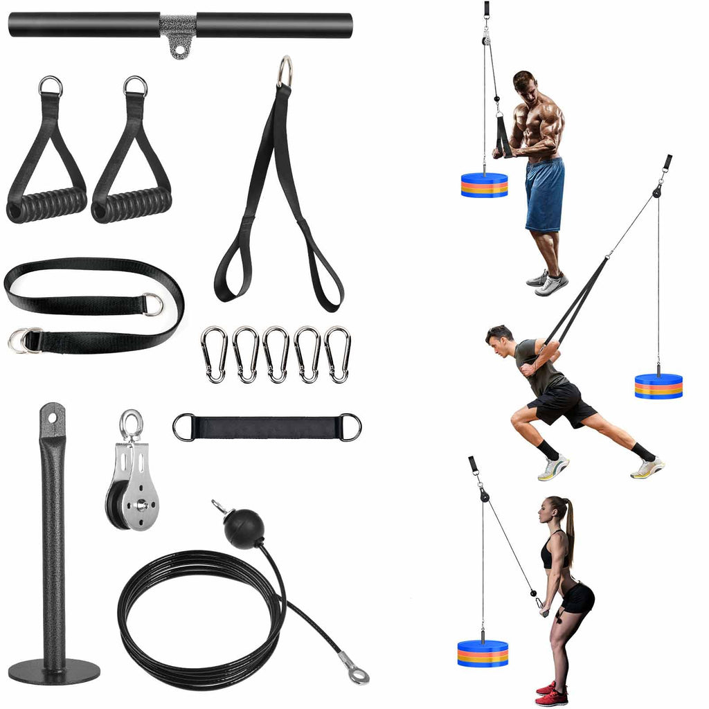 Lyndwin 3-in-1 Cable Pulley System Home Gym with Tricep Rope & Bar