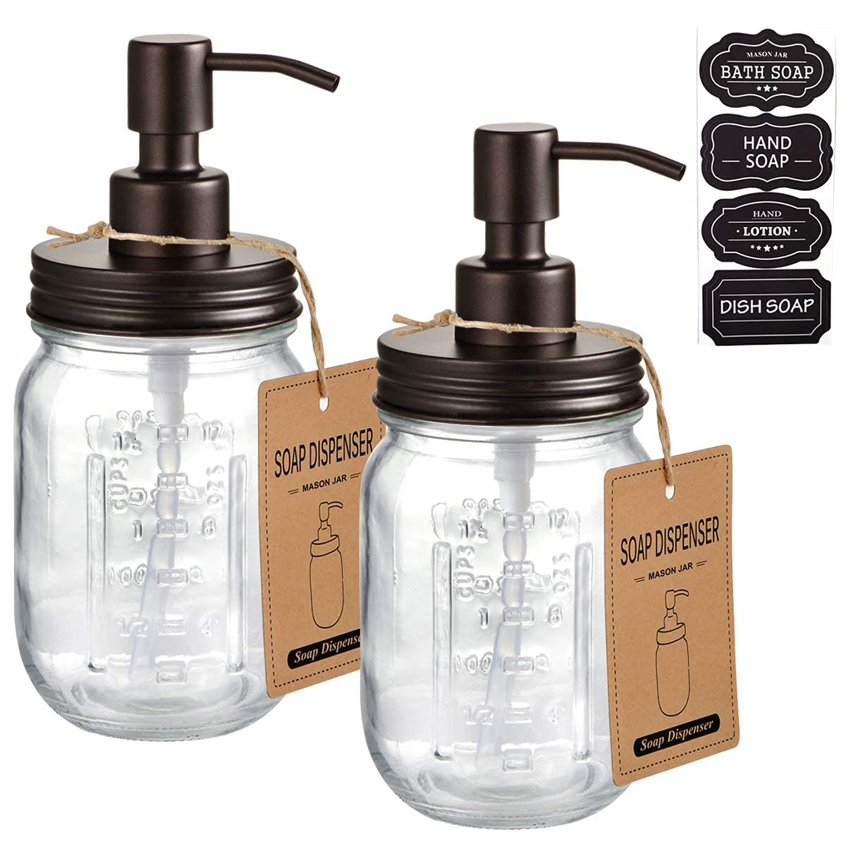 Jolof Store Mason Jar Soap Dispenser | 304 Stainless Steel & Bronze Pump