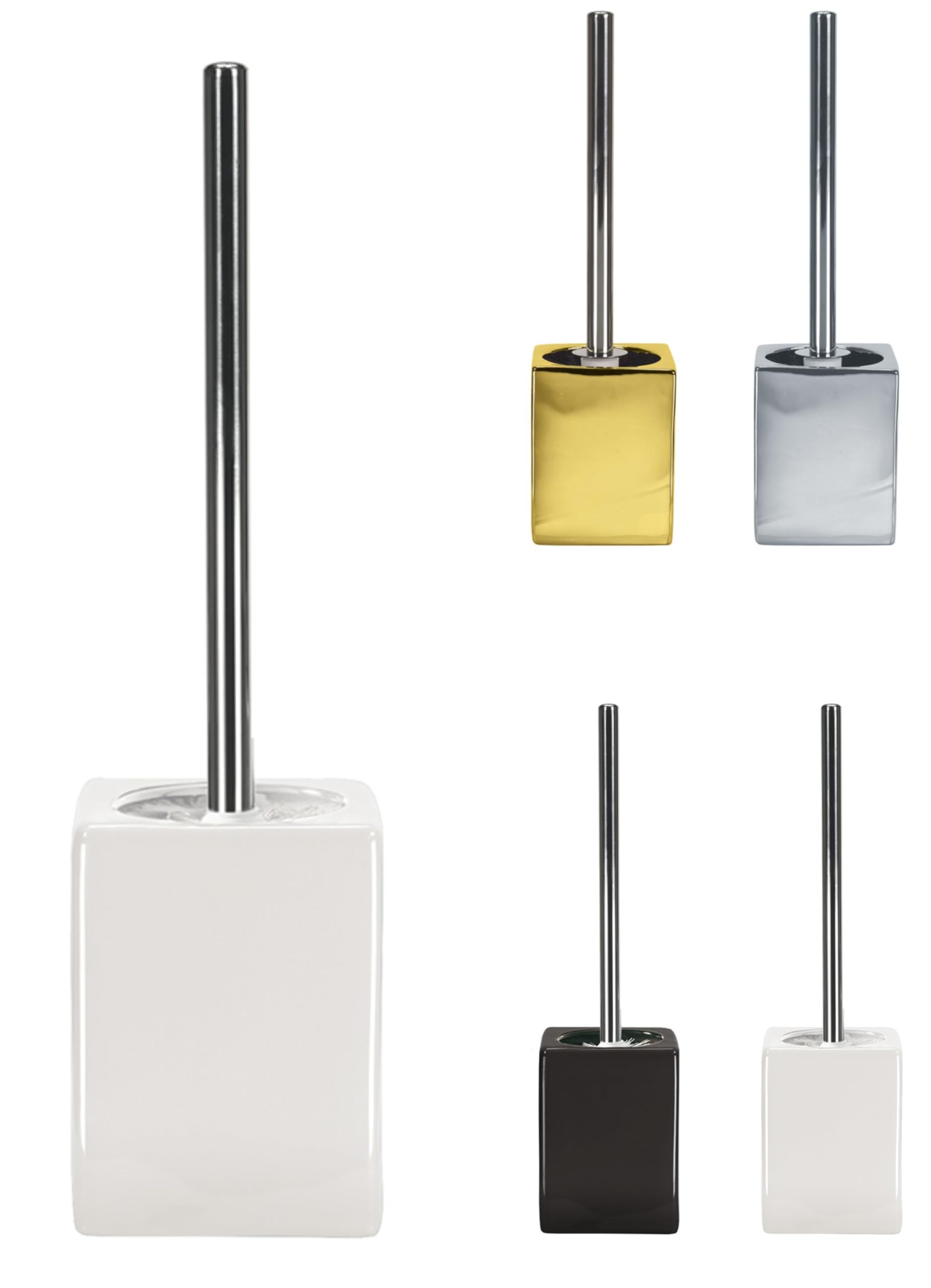 KW Flash Ceramic Toilet Brush and Holder with Stainless Steel Handle