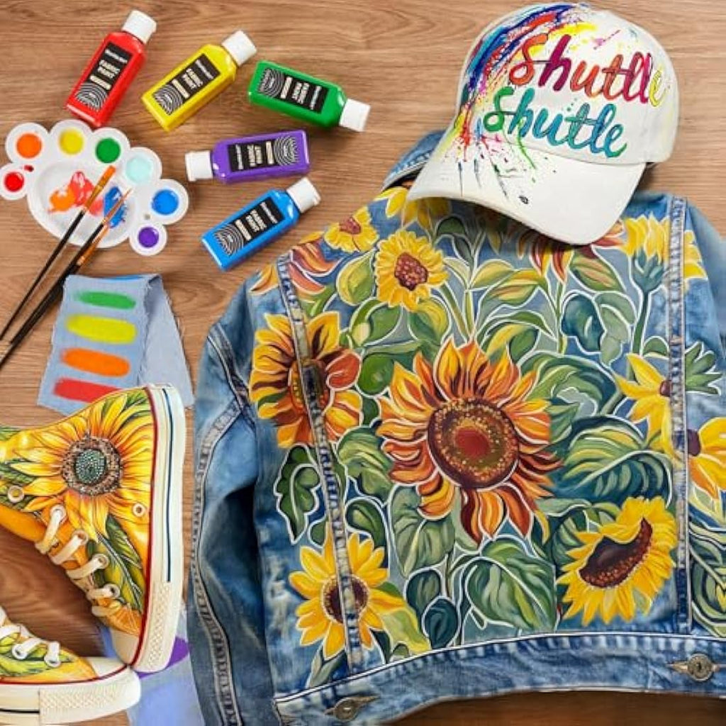 Shuttle Art Fabric Paint Set - 18 Permanent Textile Colors for Clothes