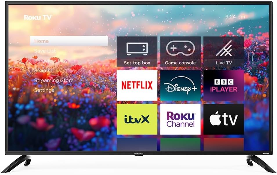 Veltech 32 Inch Smart Roku TV – LED HD HDR 10 Bezel Light Design