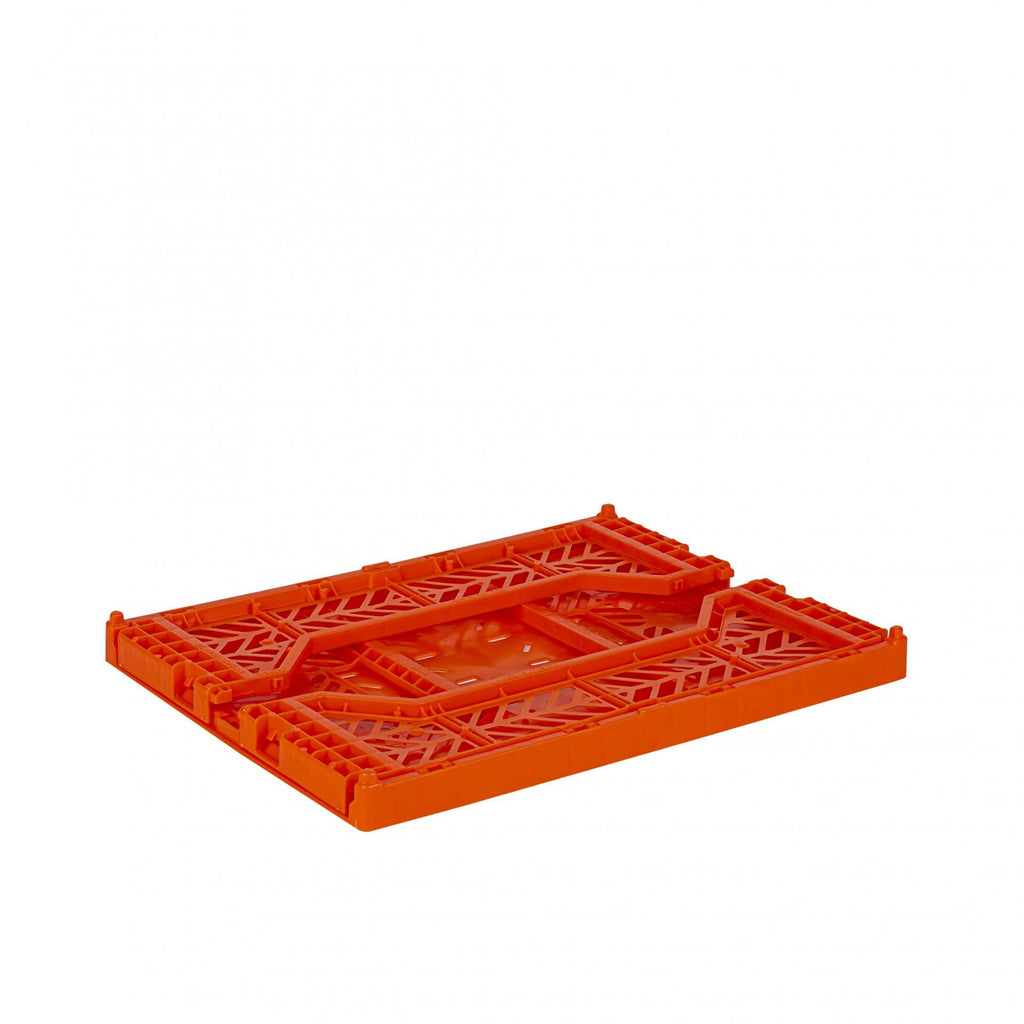 AYKASA Folding Crate, Sturdy Folding Box, Plastic, Stackable, Orange, Midi 40 x 30 x 14 cm