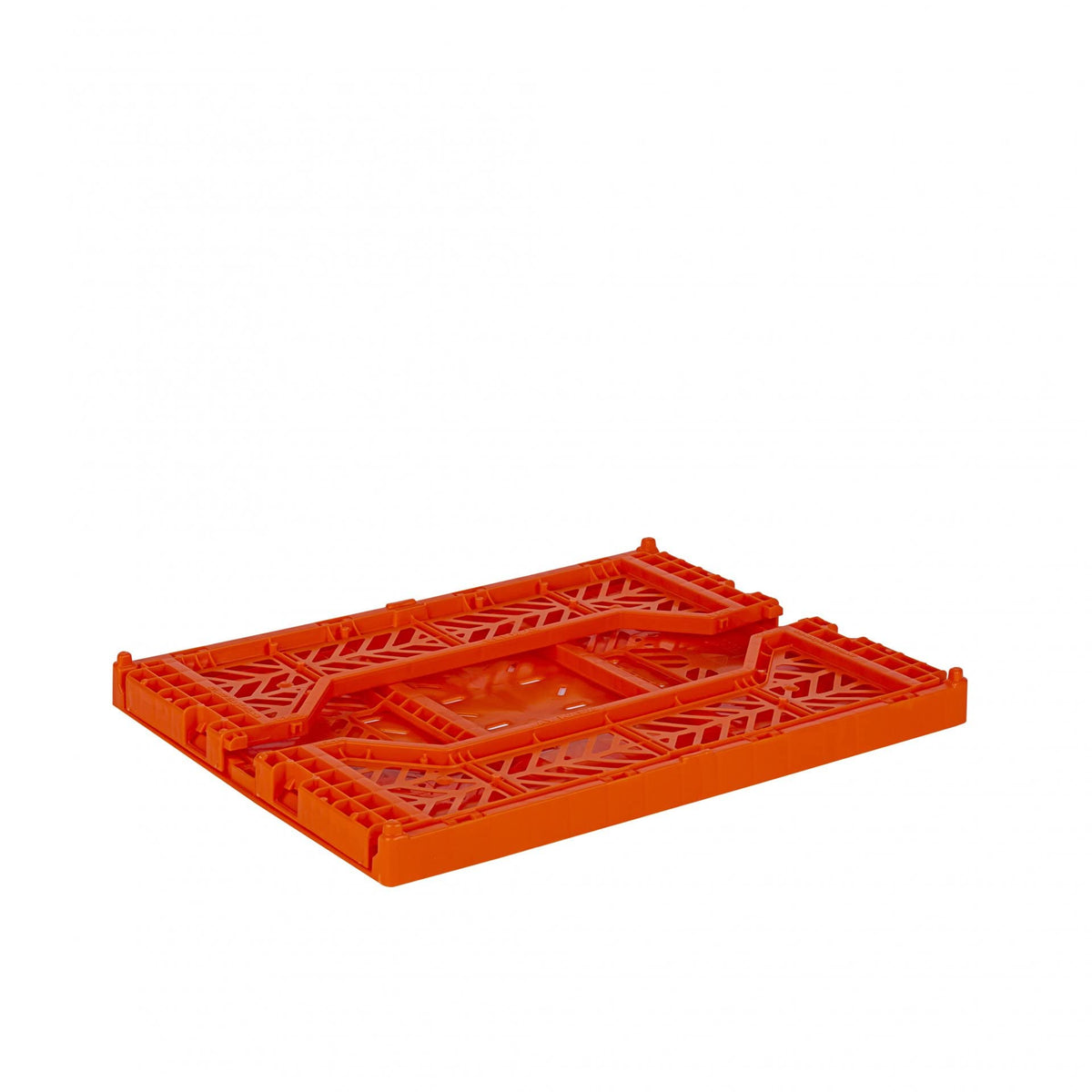 AYKASA Folding Crate, Sturdy Folding Box, Plastic, Stackable, Orange, Midi 40 x 30 x 14 cm