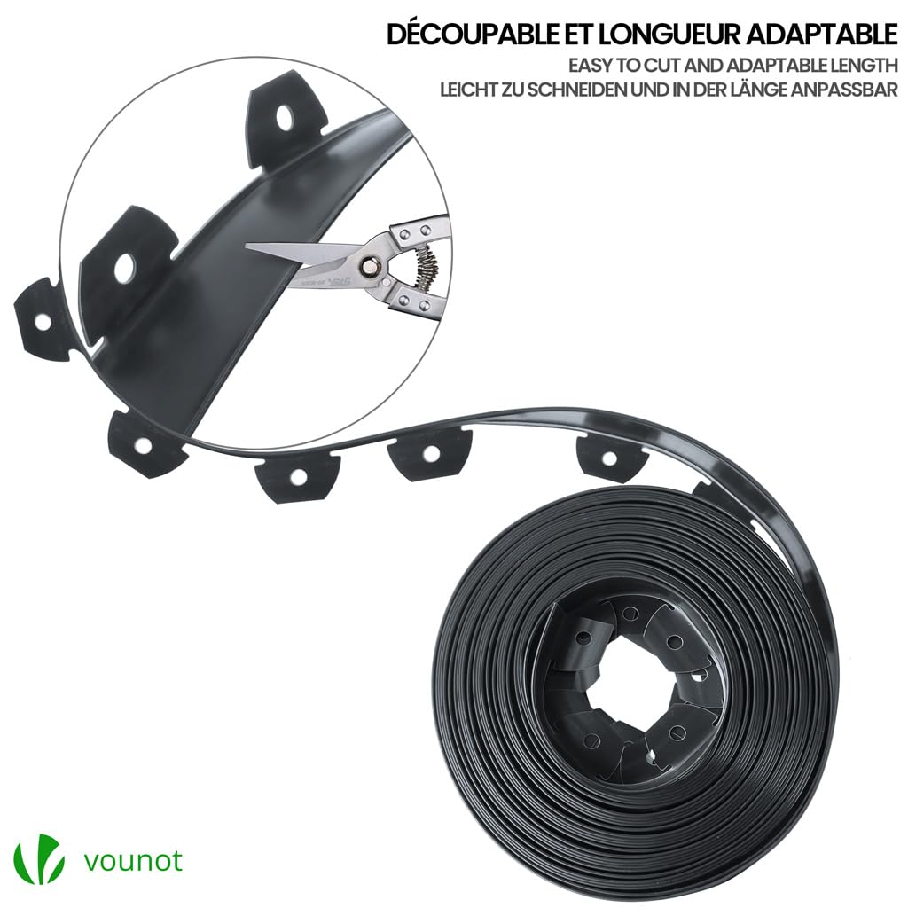 VOUNOT 40m Flexible Garden Edging Border | Plastic Lawn Path - Anthracite